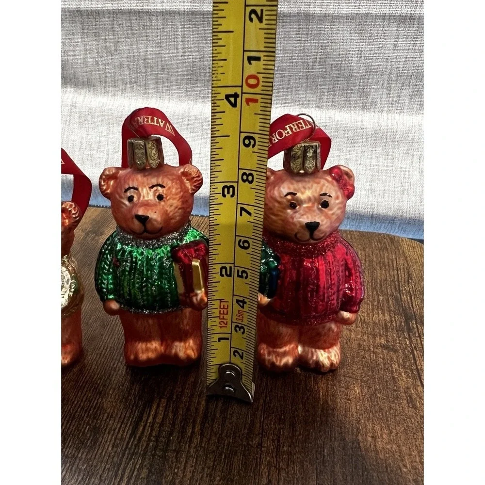 Waterford Holiday Heirlooms Set of 3‎ Teddy Bear Christmas Ornaments Luxury